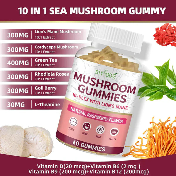 The Ultimate Mushroom Blend: 10x Gummies for Mind and Body Wellness