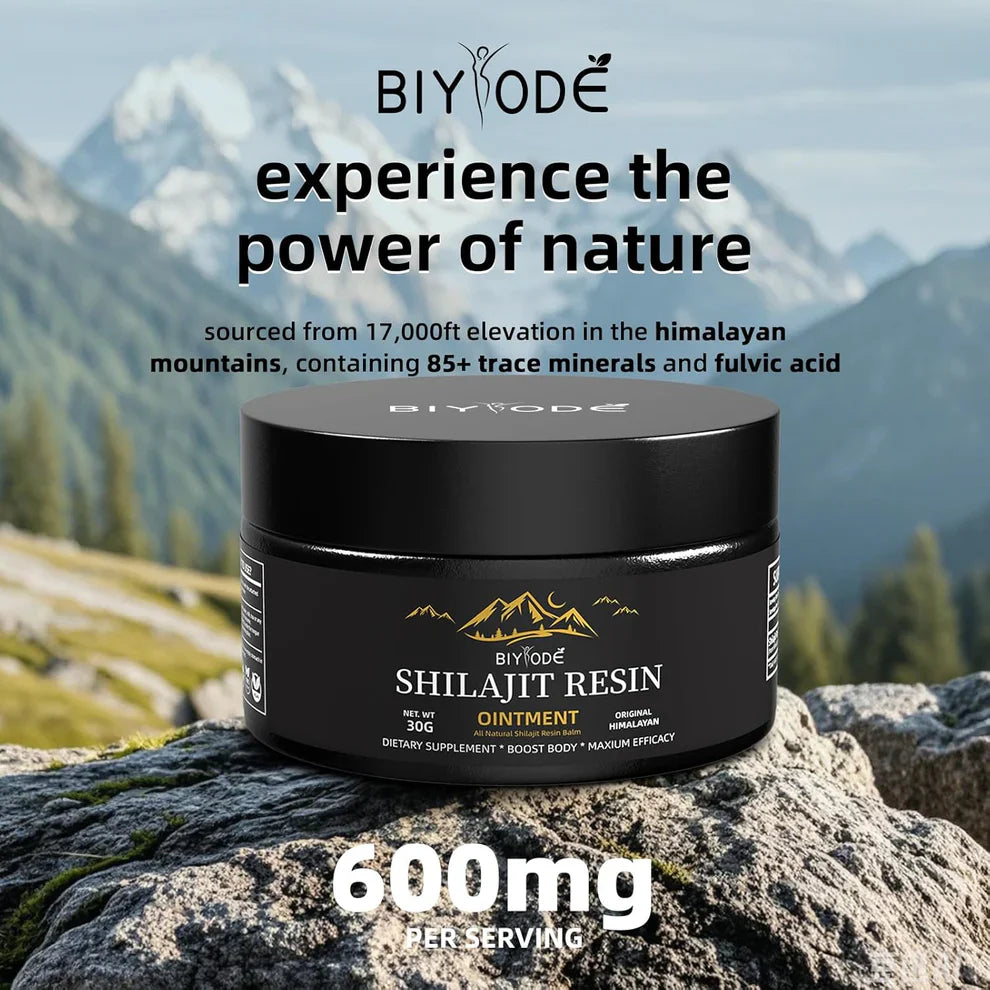 Pure Himalayan Shilajit resin in glass jar – natural energy and vitality supplement rich in minerals