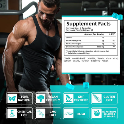 Creatine Monohydrate Gummy Supplement Bottle